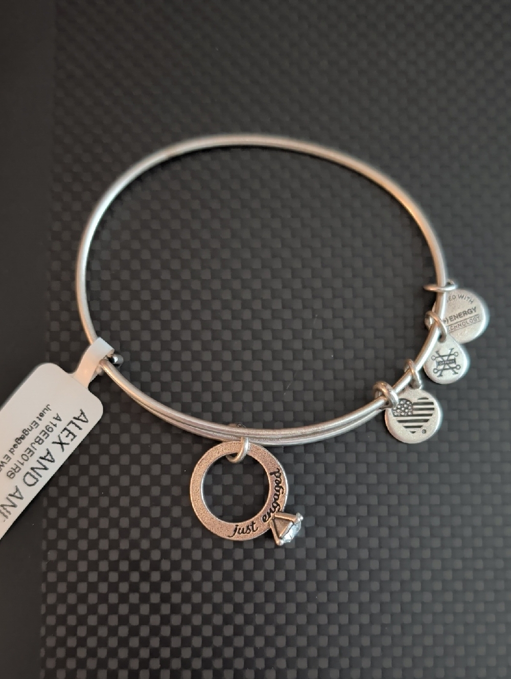 Alex and Ani Silver 'Just Engagd'  Charm Bangle